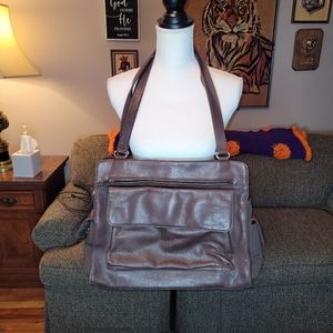 Fossil brown leather and nylon laptop/messenger bag. Great condition